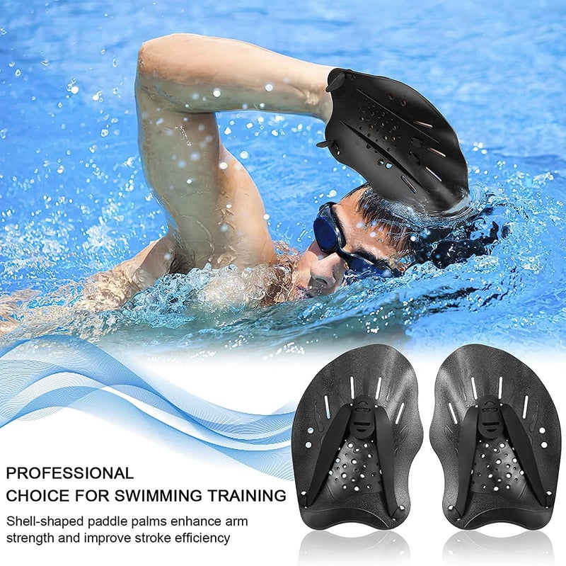 HOUSON 1 Pair Swim Paddle Hand Exercise Swim Training Paddle Adjustable Diving Training Hand Fin Flipper Flat Paddle Swimming Training Aid for Men Women Children - Image 5